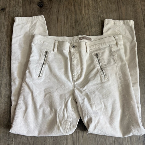 Banana Republic Ivory Corduroy Skinny Pants Mid Rise Women’s Sz 31 Zipper Ankle - Picture 5 of 8